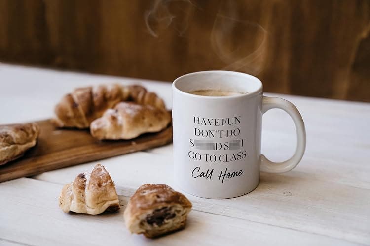 DOTAIN Funny Call Home Your Mom Have Fun Don't Do S SGo to Class 11oz Coffee Mug Ceramic Cup for College Dorm,Double-Sided Printed,Funny Freshman Dorm Gifts for College Students Her Boys Girls thumbnail 2