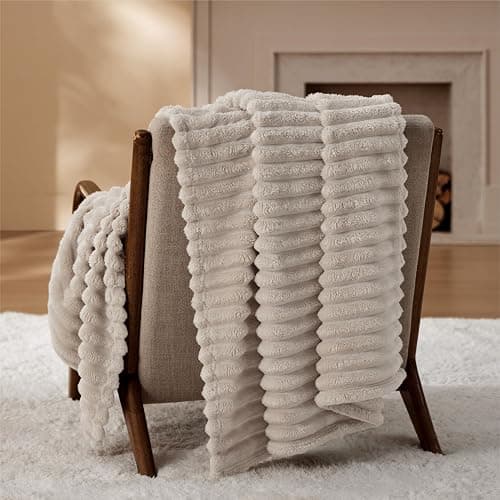 Bedsure Bedroom Decor Home Linen Throw Blanket Gifts for Women Men, Soft Fluffy Fleece Cozy Fuzzy Plush Warm Minky Couch Bed Blanket, Living Room Spring Decor Beige Gifts for Him Her, 50x60 thumbnail 9
