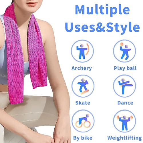 CADONO 4 Pack Cooling Towel (40"x12"), Soft Breathable Chilly Towel, Ice Towel, Microfiber Towel for Yoga, Sport, Running, Workout,Gym, Camping, Fitness, Workout & More Activities(Multicolor) thumbnail 5