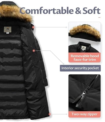 CREATMO US Women's Long Winter Faux Fur Coat Puffer Warm Jacket with Detachable Hood thumbnail 3
