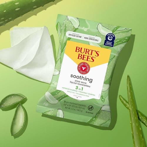 Burt's Bees Aloe Vera Face Wipes, for Sensitive Skin, Soothing Makeup Remover & Facial Cleansing Towelettes, 30 Ct. (3-Pack) thumbnail 8