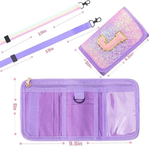 Luchike Kids Wallet for Little Girls - Toddler & Teen Girl Wallets with Initials, Coin Pocket & Magic Sticker - Purple thumbnail 5
