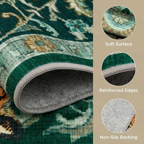 Tiger Print 5x7 Rug Boho Green  thumbnail 6