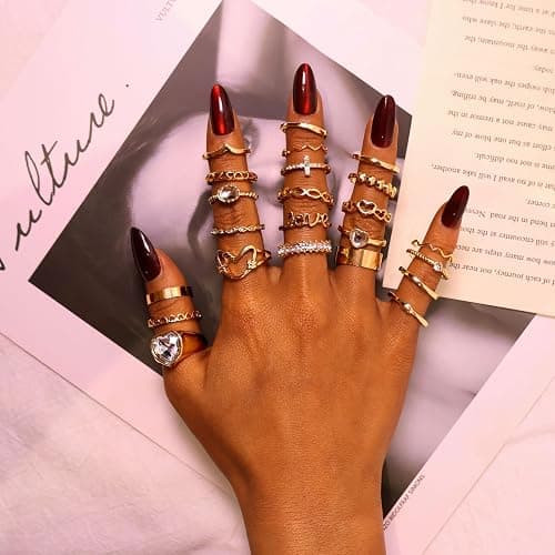CHICUTIE Gold Knuckle Rings Set For Women Stackable Joint Finger Midi Rings Dainty Cubic Crystal Zirconia Hollow Twist Cute Pack Jewelry Gift thumbnail 3