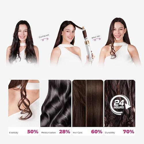 MogaWave Hair Styler Pro Air Styler 6 in 1 Haarstyler, 1000W Rundbürstenföhn, Warmluftbürste, Föhnbürste, Haartrockner, Air Curler, Hairstyler Airstyler Haarstyling Geräte für Alle Haartypen thumbnail 2