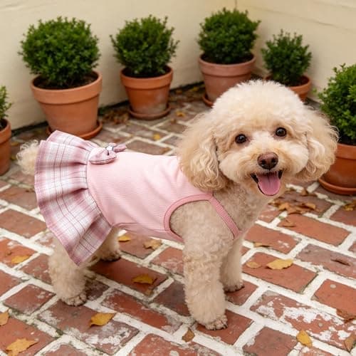 YUDODO Pet Dog Dress for Small Dogs Girl, Pet Clothes with Bowtie | Soft, Stretchy, Breathable, Sleeveless, Cute Princess Pet Dress, For Yorkie Chihuahua Maltese, Pink, S thumbnail 8