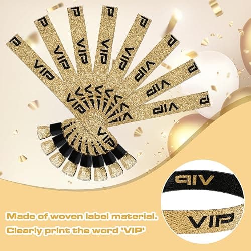JABNOW 60 Stück Stoff Einlassbänder, Schwarze Goldene Eintrittsbänder, Einstellbar Party VIP Armbänder, Festival Identifikation Bänder, Eventbänder für Konzerte Geburtstag Kino Hochzeit thumbnail 4