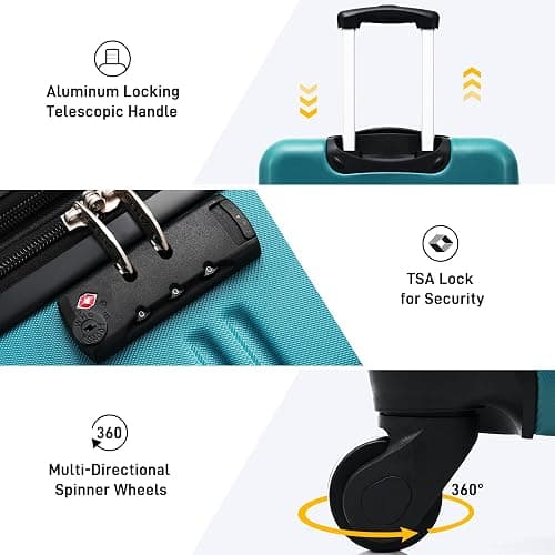 Merax Luggage Sets 3 Piece Suitcase Set 20/24/28,Carry on Luggage TSA Lock Expandable,Hard Case Luggage with Spinner Wheels,Antique blue green thumbnail 5