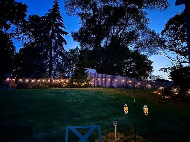 Brightech Ambience Pro Solar Powered Outdoor String Lights, 48 ft Commercial Grade Waterproof Patio Lights, 15 Edison Bulbs, Shatterproof LED String Lights for Outside, Porch - 1W Soft White thumbnail 8