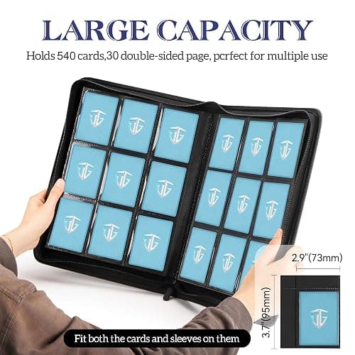 TCGUARD Trading Card Binder, 9 Side Loading Pocket Card Album Hold Up to 540 Cards, Zipper Binder for Cards Collection, TCG Card Holder for Game Card, Sports Card, Yugioh, MTG etc.（Purple） thumbnail 5