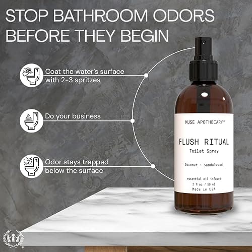Muse Apothecary Flush Ritual - Aromatic & Refreshing Toilet Spray, Use Before You Go, 2 oz, Infused with Natural Essential Oils - Coconut + Sandalwood thumbnail 2