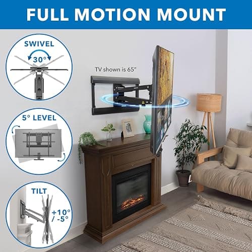 Mount-It! Fireplace Mantel TV Wall Mount, Above Fireplace Pull Down Mantle Mount thumbnail 6