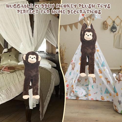 5 PCS Monkey Stuffed Animal, Large Huggable Stuffed Monkey Toy with 4 Baby Monkeys Inside, Hanging Plush Monkeys with Hook and Loop Suprise Gifts for Kids Christmas Birthday Jungle Forest Party Decor thumbnail 9