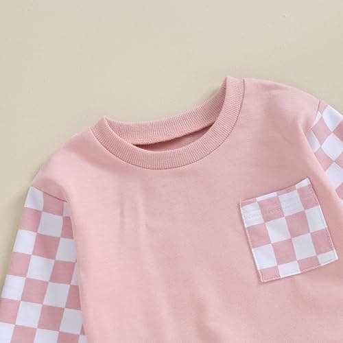 BeQeuewll Baby Girl Easter Outfit Happy Easter Sweatshirt Jogger Pants Infant Toddler Girls Pink Outfits Set thumbnail 3