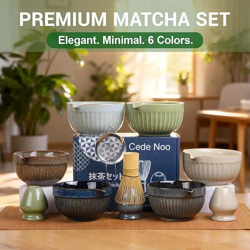 Matcha Whisk Set, Japanese Tea Ceremony Kit, 18oz Spout Bowl, Bamboo Whisk Scoop, Ceramic Holder Sifter Towel,7 pcs Matcha Tea Kit for Matcha Lovers, Christmas, Birthday Gift(White) thumbnail 8