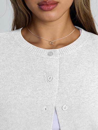 Trendy Queen Cropped Cardigan Sweaters for Women Lightweight Crop Knit Y2k Fall Outfits Fashion Clothes 2025 thumbnail 5