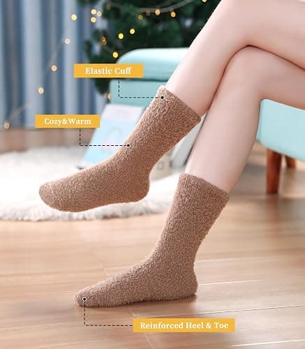 FNOVCO Womens Fuzzy Socks Super Soft Fluffy Winter Warm Cozy Home Sleeping Socks thumbnail 5