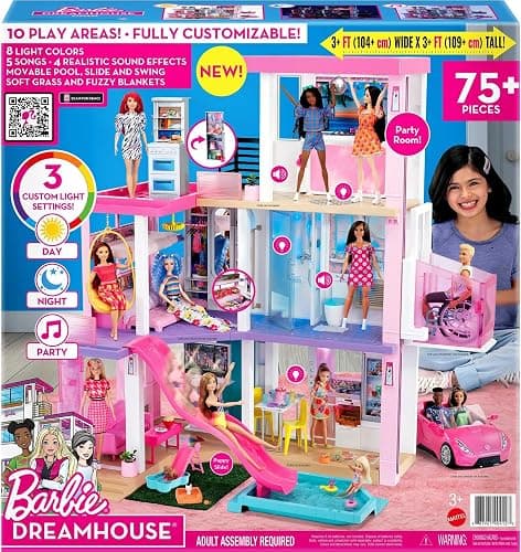 Barbie DreamHouse Dollhouse with 75+ Accessories and Wheelchair Accessible Elevator, 10 Play Areas, 3 Custom Light Settings & Music (Amazon Exclusive) thumbnail 6
