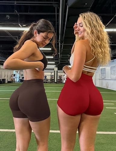 OLCHEE Womens Workout Shorts Seamless Scrunch Butt Lifting 3 Pack Yoga Gym Athletic High Waisted Tummy Control Booty 4.1" thumbnail 4
