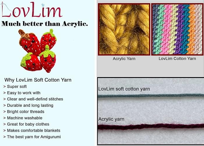 LovLim Crochet Yarn, 10x50g Soft Cotton Yarn Skeins, 1200+ Yards, for Crochet and Knitting, Free Crochet/Amigurumi Patterns, Craft DK Yarn Perfect Starter Kit (Autumn) thumbnail 6
