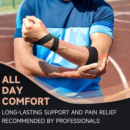 CKeep Kinesiology Tape, Uncut 2 Rolls, Original Cotton Elastic Premium Athletic Tape,Latex Free Hypoallergenic, 2inch x 16ft, Beige thumbnail 5