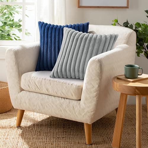 Pallene Faux Fur Plush Throw Pillow Covers 18x18 Set of 2, Luxury Soft Fluffy Striped Decorative Pillow Covers for Sofa, Couch, Living Room, Grey thumbnail 4