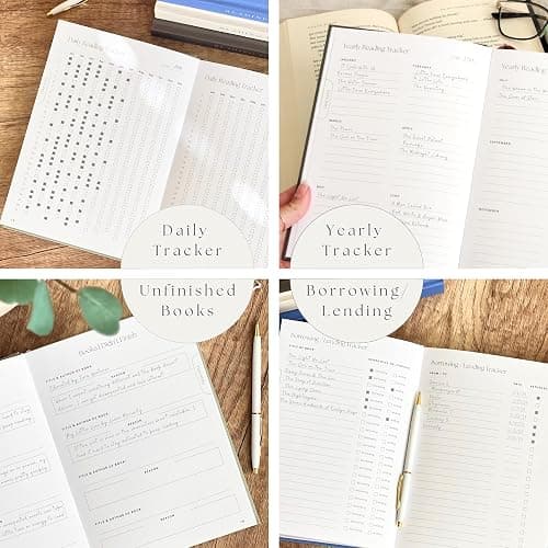 Reading Journal For Book Lovers - Journals to Review 55 Books - Ultimate Reader Kit with Tracker, Log, Challenge & Prompt Guides - Reading Accessories For Book Lovers Or Book Club Tracking - Brown thumbnail 5