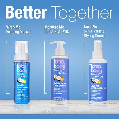 Lottabody Wrap Me Foaming Mousse with Coconut & Shea Oils, Lightweight Moisture-Rich Curl-Defining & Frizz-Control Styling Mousse for Natural Curly, Coily & Relaxed Hair, 7 oz thumbnail 9