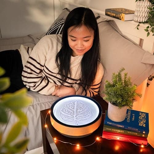 Oasis Mini Kinetic Sand Art, Real Bamboo, Zen Stress Relief, iOS and Android Compatible, with Smart LED Lighting thumbnail 6