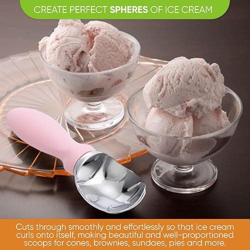 Spring Chef Ice Cream Scoop with Soft Grip Handle, Professional Heavy Duty Sturdy Scooper, Premium Kitchen Tool for Cookie Dough, Gelato, Sorbet, Pink Lemonade thumbnail 4