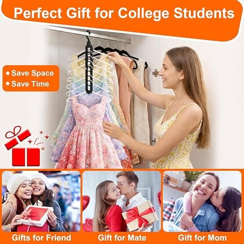 Closet Organizers and Storage,College Dorm Room Essentials,Pack of 6 Multifunctional Organizer Magic Space Saving Hangers with 9 Holes Storage Organization for Wardrobe Closet thumbnail 7
