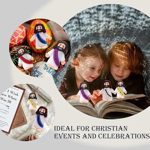 AKFAHOIF 100PCS Little Jesus Figures, Mini Jesus Figurines in Bulk, Multicolor Tiny Jesus Figures, Miniature Figurines to Hide and Seek Religious Gifts for Easter Egg Stuffers thumbnail 7