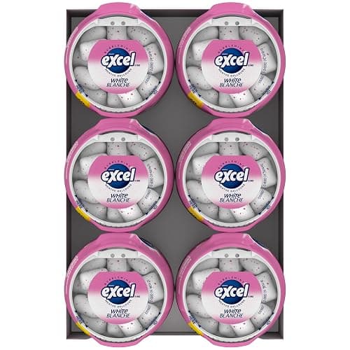 EXCEL White Bubblemint, Teeth Whitening Sugar Free Chewing Gum, 60 Pieces, 6 Bottles thumbnail 7