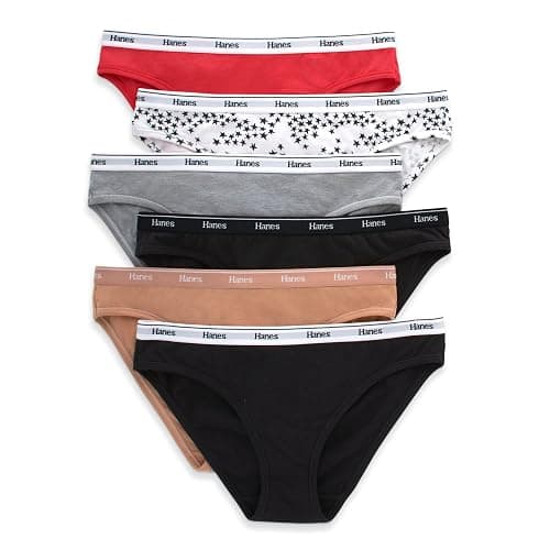 Hanes Women's Originals Bikini Panties, Breathable Stretch Cotton Underwear, Assorted, 6-pack - Image 1