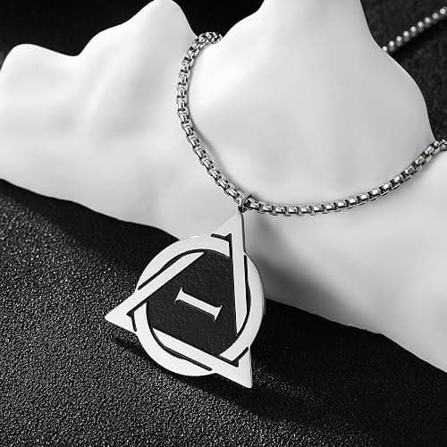 Medsor Therian Necklace Silver Plated Stainless Steel Therian Pride Symbol Necklace Therian Pendant for Men Gift thumbnail 5