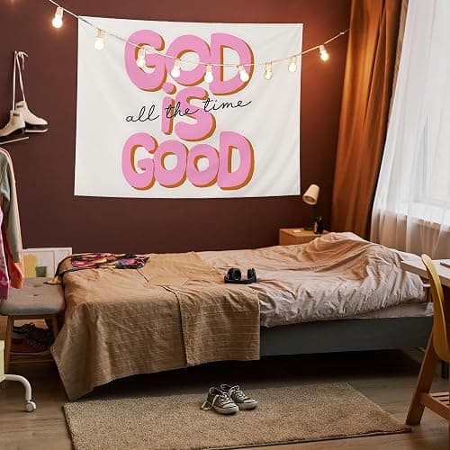 AQYIP God Is Good All the Time Christian Tapestry, Bible Verse Tapestry Decorative, Religious Scripture Wall Tapestries Blanket Decor for Home Office Church Prayer Room, 50x60 Inch thumbnail 6