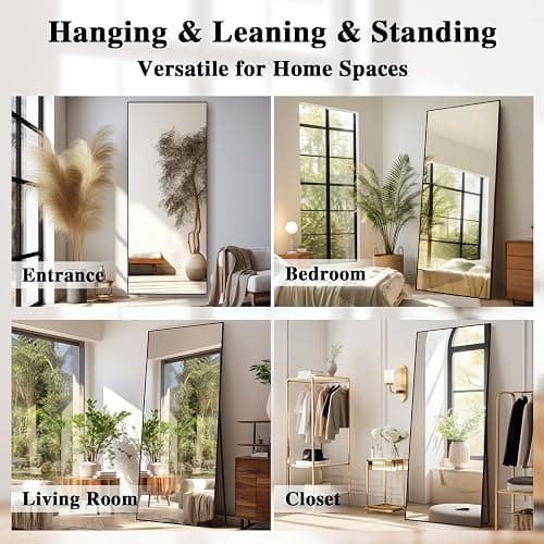 LunaMirror Oversized Huge Full Length Mirrors Large Free Standing Floor Mirror Full Body Wall Mirror for Bedroom Living Room and Entrance, Rectangle Black Frame, 204x104 CM thumbnail 6
