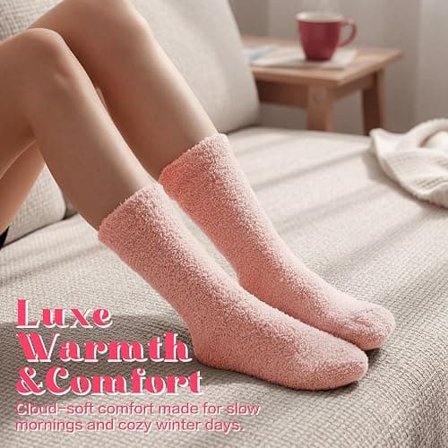 Inerney Fuzzy Socks for Women Men Gifts, Warm Cozy Fluffy Cloud Slipper Style, Comfy Winter Sleep Sock, Stocking Stuffer thumbnail 3