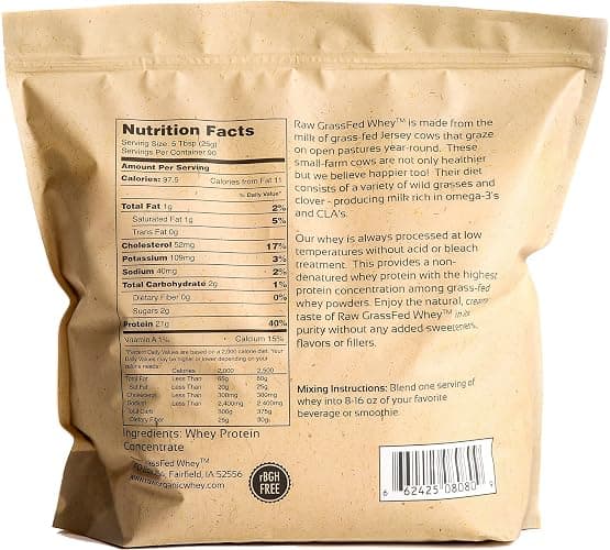 Raw Grass Fed Whey Protein Powder, Happy Healthy Cows, Undenatured, GMO-Free, Hormone Free, Soy Free, Gluten Free, Unflavored, Unsweetened, 5LB - 90 Servings (Pack of 1) thumbnail 2