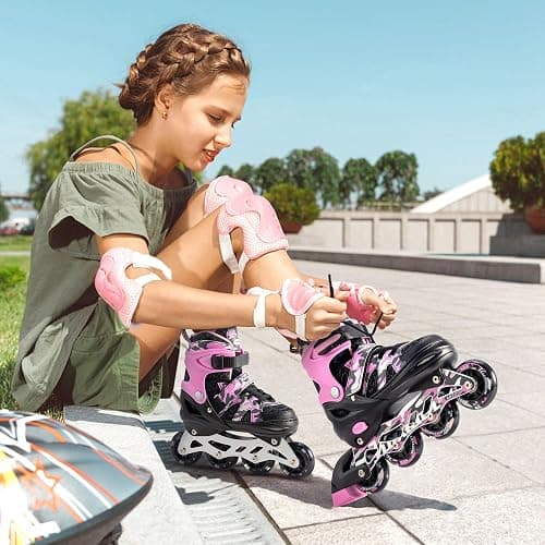 Kuxuan Boys Adjustable Inline Skates with Light up Wheels, Fun Illuminating Skates for Kids Girls Youth thumbnail 4