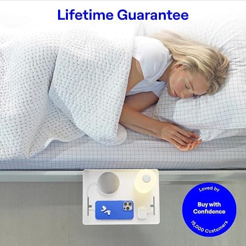 BedShelfie Bedside Shelf for Dorm Room Bunk Bed & Top Bunk, College Dorm Room Essentials, Bedside Caddy, Clip on Floating Desk Tray, Bed Side Table Storage, Loft Nightstand Decor - Cable Catch, White - White - CableCatch (Hard Plastic 12.5 x 9.25 inches) thumbnail 6