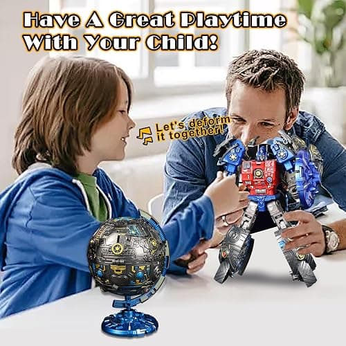 Hapystar Globe Transforming Toy, 2 in 1 Transform into Robot Action Figure, DIY Transformation Figure Toys for Kids & Adults Action Figures for Boys Party Favors Gift thumbnail 6