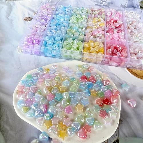 1000Pcs Acrylic Star Beads Hart Beads for Bracelet Jewelry Making, ABS Cute Acrylic Pastel Bead Colorful Assorted Aesthetic Rianbow Kawaii Bead Bulk for Bracelet DIY Craft Earring Phone Charm thumbnail 3