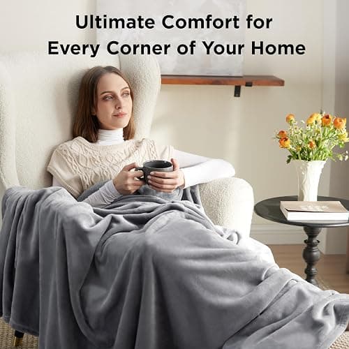 Bedsure Fleece Throw Blanket for Couch Grey - Lightweight Plush Fuzzy Cozy Soft Blankets and Throws for Sofa, 50x60 inches - Grey - Throw (50" x 60") thumbnail 5