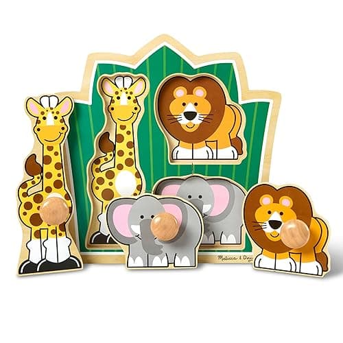 Melissa & Doug Jungle Friends Safari Animals Jumbo Peg Wooden Puzzle - Safari Animals