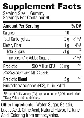 OLLY Probiotic + Prebiotic Gummy, Digestive Support and Gut Health, 500 Million CFUs, Fiber, Adult Chewable Supplement for Men and Women, Peach, 60 Day Supply - 60 Count thumbnail 7