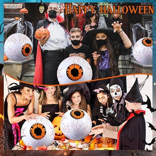 Vertintong 6 Pcs Summer Halloween Inflatable Beach Balls 14 Inch Halloween Pumpkin Ghost Pool Floats Plastic Jack O Lantern Party Decoration for Summer Yard, Garden, and Lawn Decorations thumbnail 5