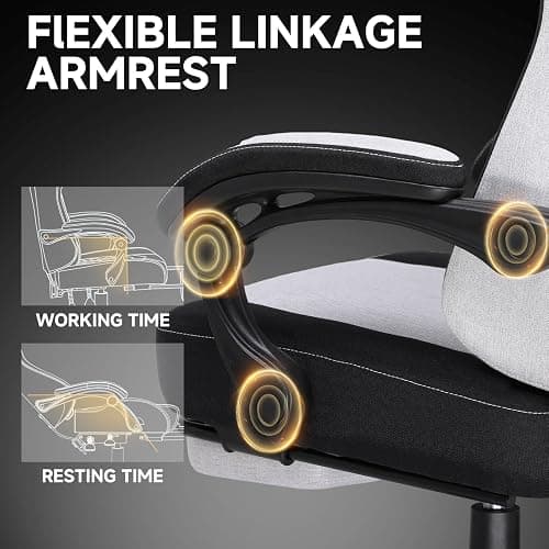 GTPLAYER Gaming Chair, Fabric Computer Office Chair with Pocket Spring Cushion, Ergonomic Office and Gaming, Video Gaming Chair with Linkage Armrests, High Back Desk Chair with Adjustable Recliner thumbnail 7