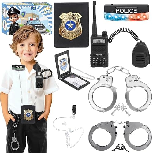 IVENRXIU Police Toys, Police Pretend Play Toys for Dress Up, Role Play Set with Police Accessories, Handcuffs, Warning Light, Police Badge, Birthday Halloween Christmas Gifts - Image 1