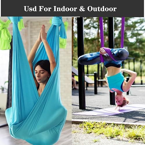 ZYOSJK 5.5 Yards Aerial Silk Swing Outdoor Hammock Aerial Yoga Swing For Adults,Aerial Yoga Hammocks for outside thumbnail 3